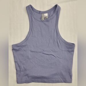H&M Divided Women’s M Lavender Ribbed Cropped Tank Top Racerback Purple Knit